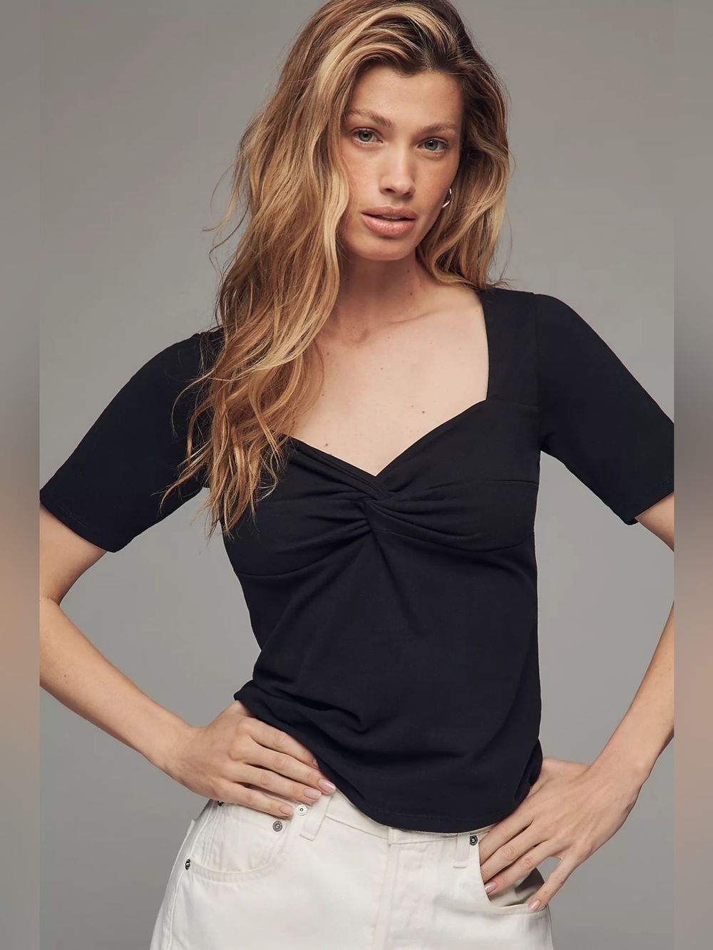 NWT Nation Los Angeles Lana Twisted Top Black Size M Anthropologie